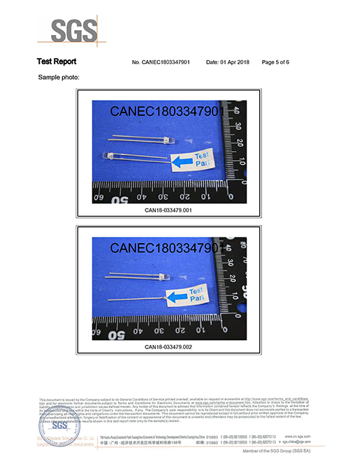 SGS test certificate