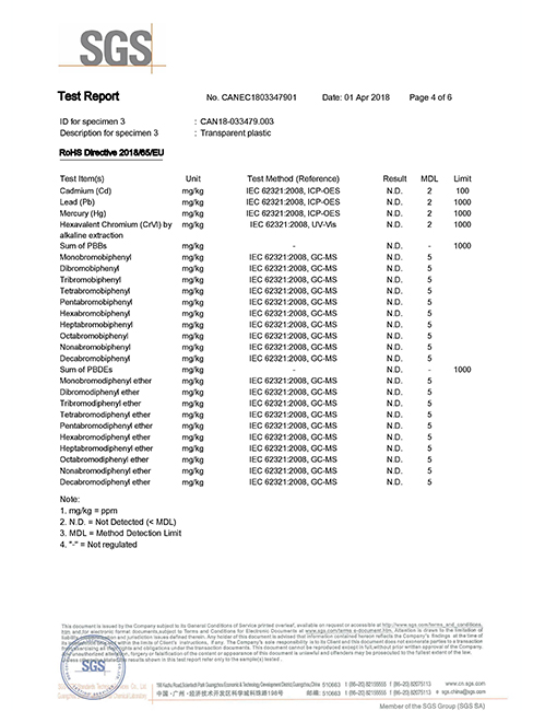 SGS test certificate